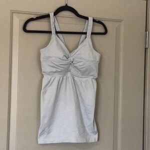 Athleta Light Gray Ribbed exercise top